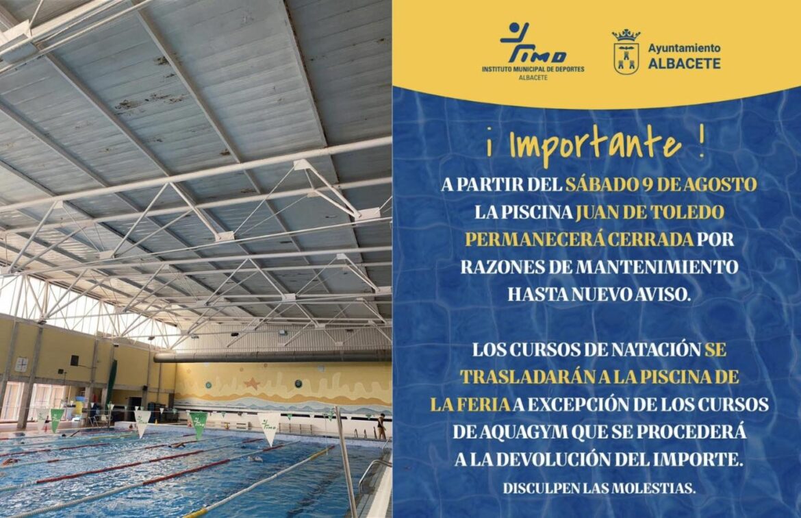 Cierre sorpresivo de la piscina de Judn genera interrogantes sobre instalaciones deportivas en Albacete.