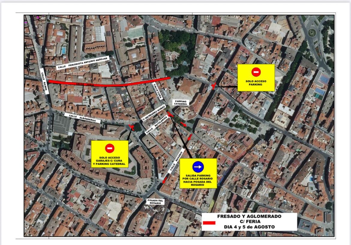 Policía Local Albacete informa cortes de tráfico por obras en el centro