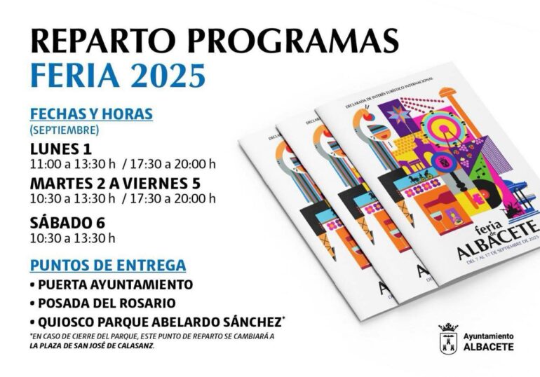 Recuerda:

 • Del 2 al 5 de septiembre, reparto en los tres puntos (mañana 10:3...