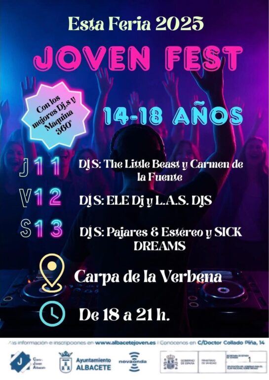 Arranca el ‘Joven Fest’ en la Feria de Albacete
 11, 12 y 13 de septiembre
 Esp...