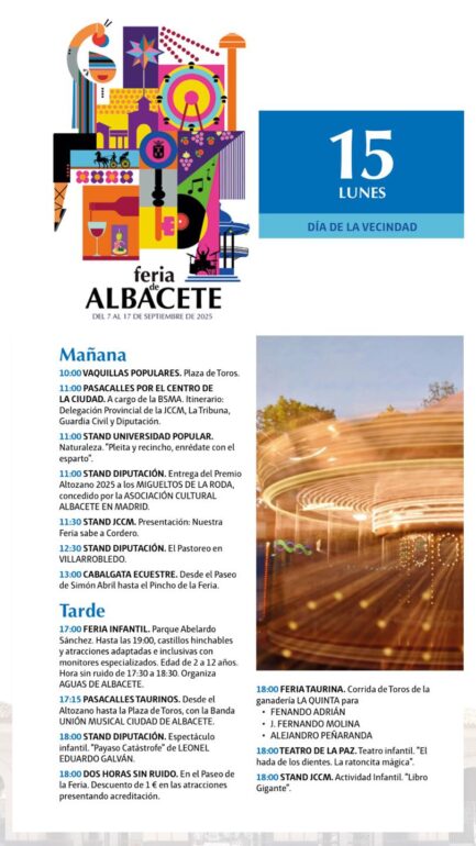 Hoy, 15 de septiembre, seguimos disfrutando de la Feria de Albacete con una pro...