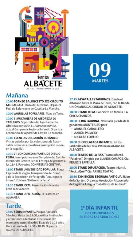 Hoy, 9 de septiembre, seguimos disfrutando de la Feria de Albacete con una prog...