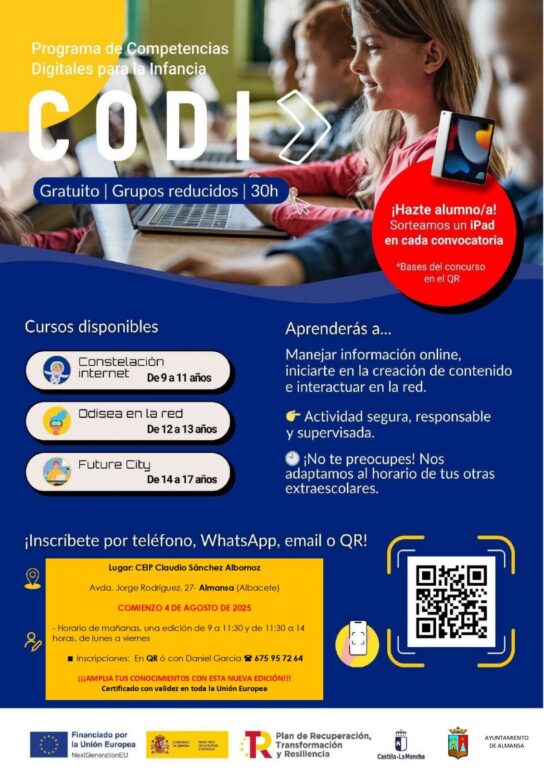 Presentada la 2ª convocatoria del proyecto Competencias Digitales para la Infancia (CODI) en Almansa