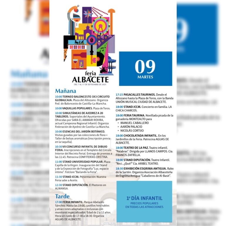 Hoy, 9 de septiembre, seguimos disfrutando de la Feria de Albacete con una prog...