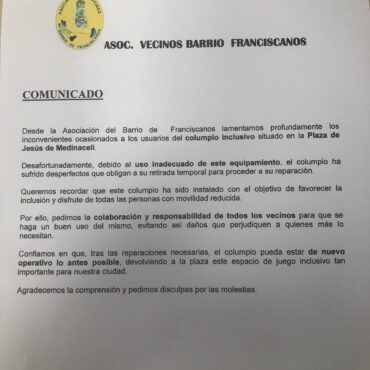 Para informar a todos nuestros vecinos del problema del columpio inclusivo de la...