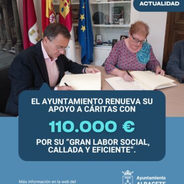 El Ayuntamiento renueva su apoyo a Cáritas Diocesana de Albacete  con 110.000 €...