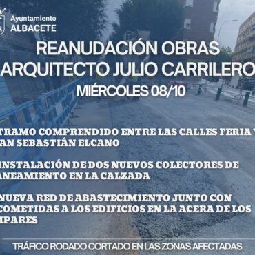 Las obras de la Avenida Arquitecto Julio Carrilero se reanudarán mañana.

Maña...