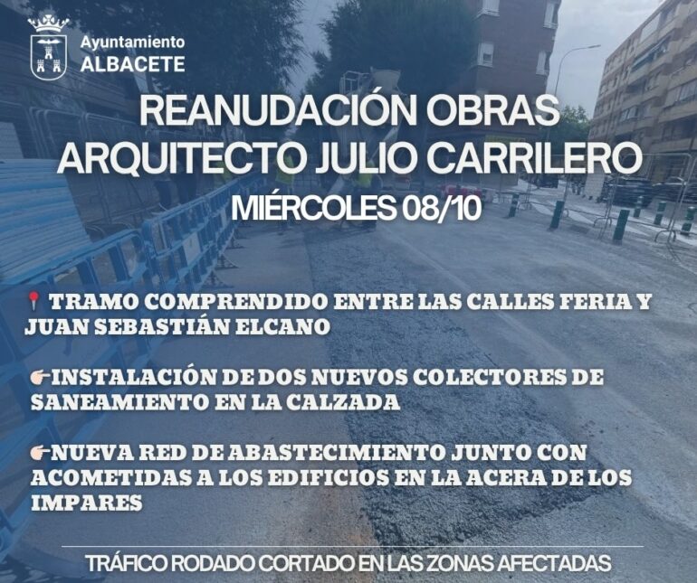 Las obras de la Avenida Arquitecto Julio Carrilero se reanudarán mañana.

Maña...