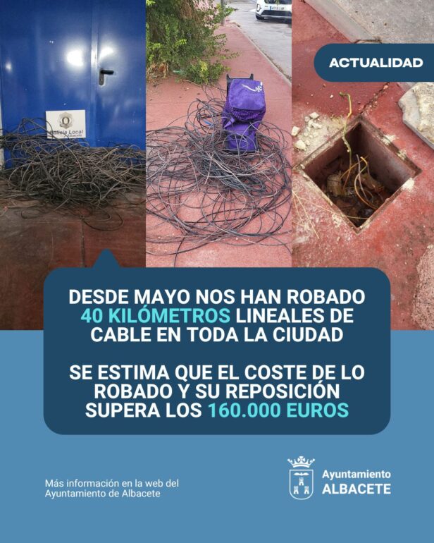 Robos de cable en Albacete: el Ayuntamiento intensifica la respuesta para prote...